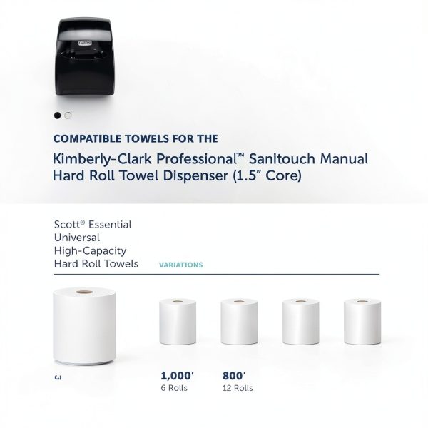 Kimberly-Clark Sanitouch Towel Dispenser, Black, 1.5" Core-7
